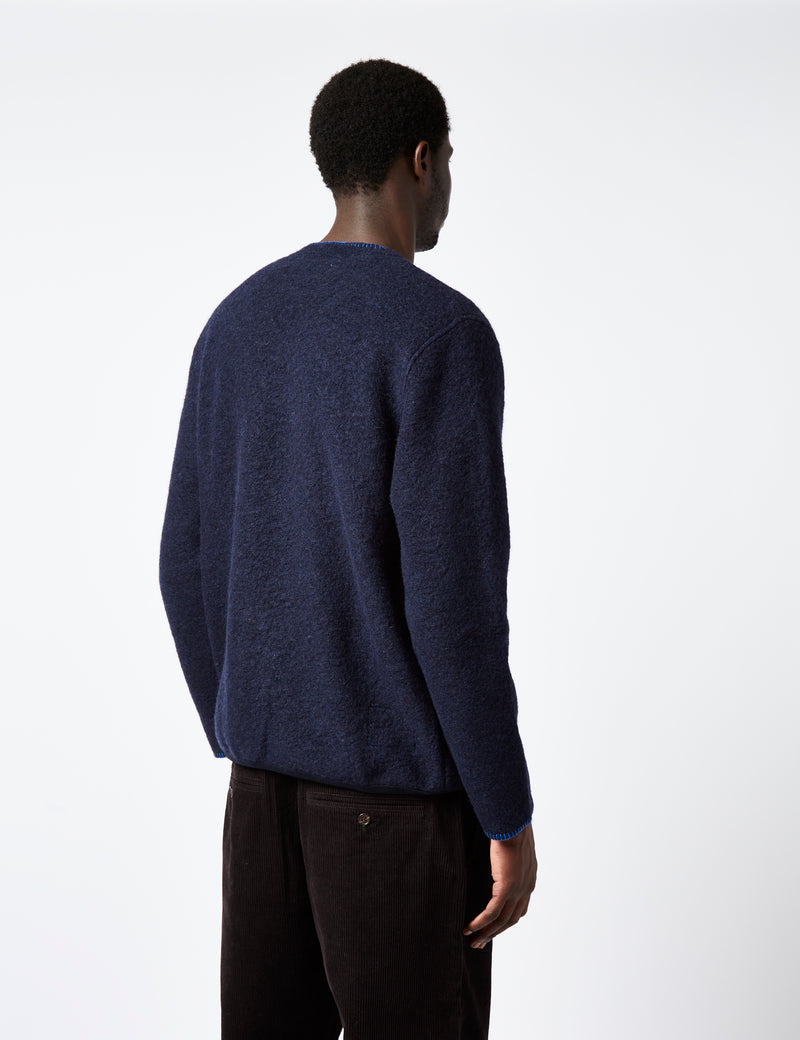 Universal Works Blanket Cardigan (Wool) - Navy Blue