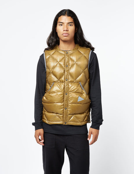 新品 andwander diamond stitch down vest／L And Wander Men's Diamond Stitch Down Vest in Green and Wander