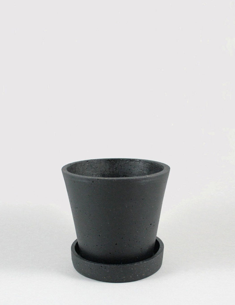 Hay Flower Pot with Saucer Small - Black
