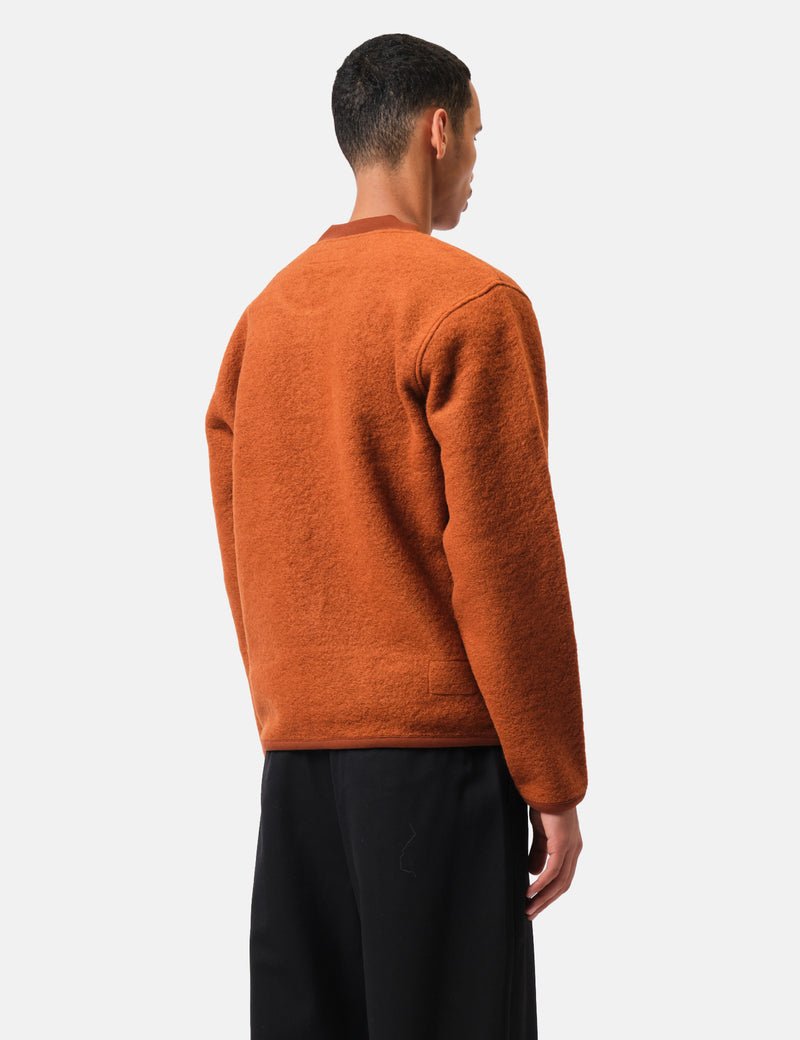 Universal Works Zip Bomber Jacket (Wool Fleece) - Rust