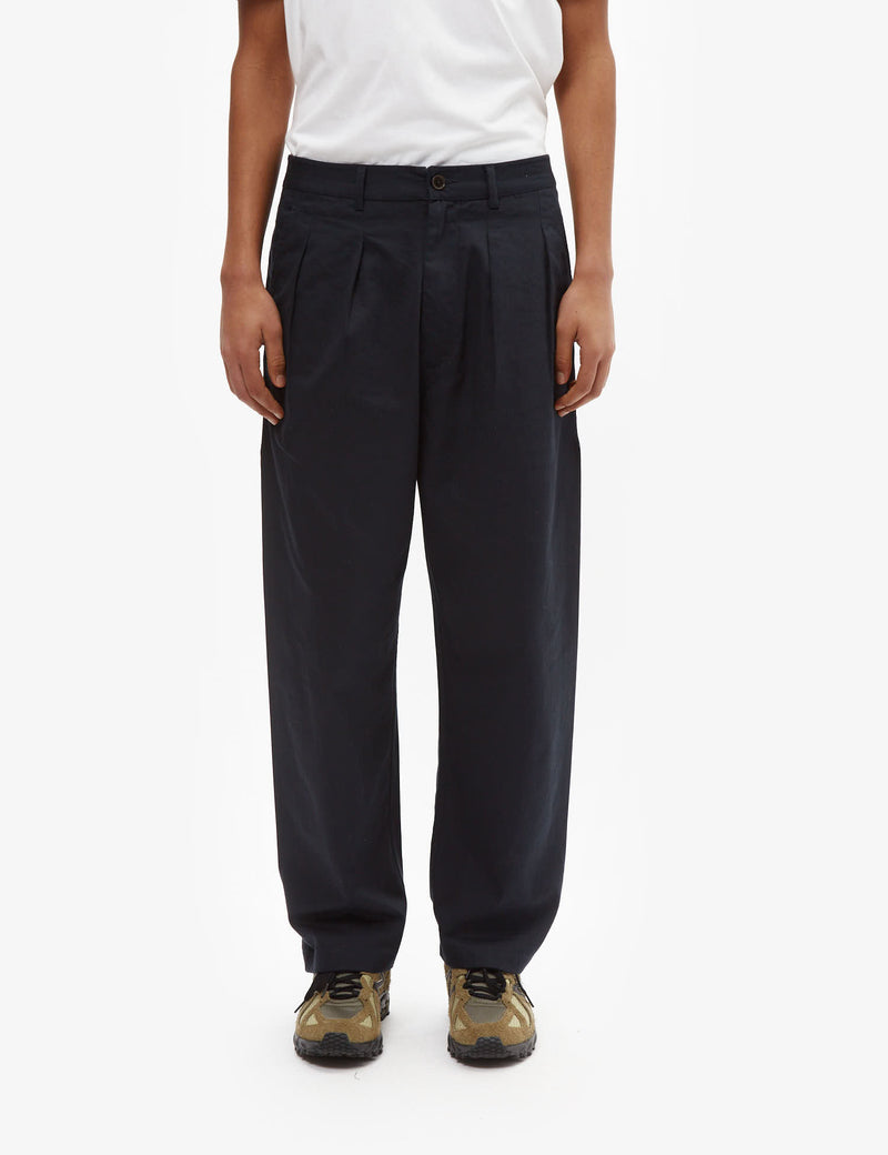 Universal Works Double Pleat Twill Pant - Navy Blue