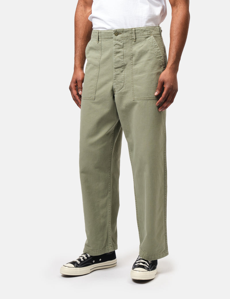 orSlow Herringbone Fatigue Pants - Olive Green