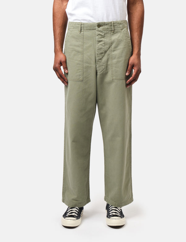 orSlow Herringbone Fatigue Pants - Olive Green