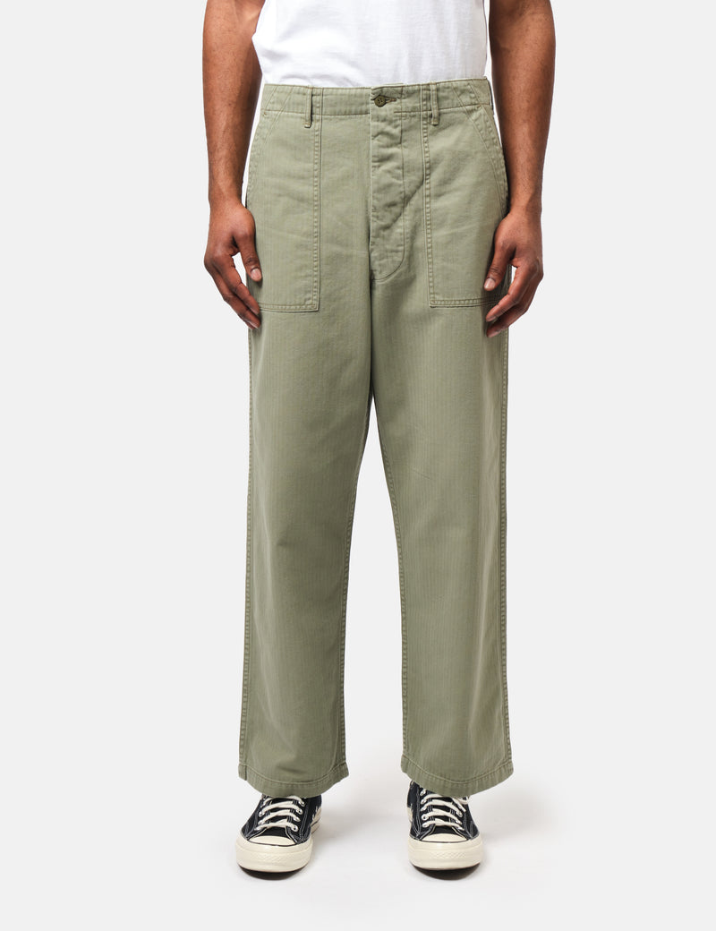 orSlow Herringbone Fatigue Pants - Olive Green