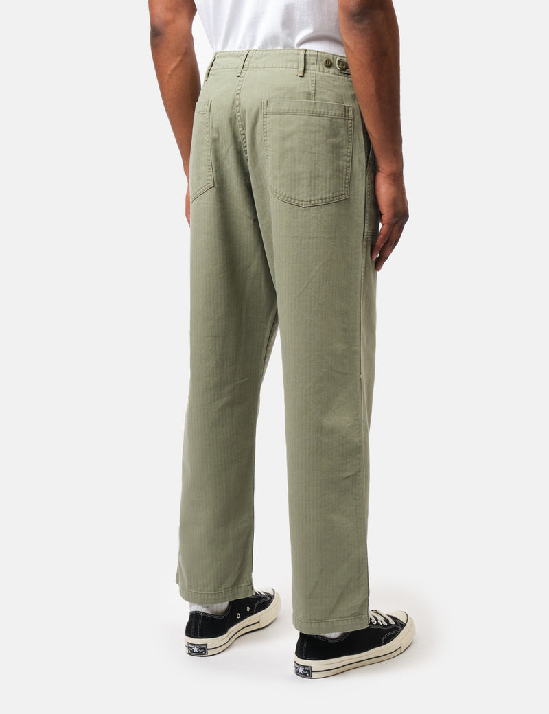 orSlow Herringbone Fatigue Pants - Olive Green