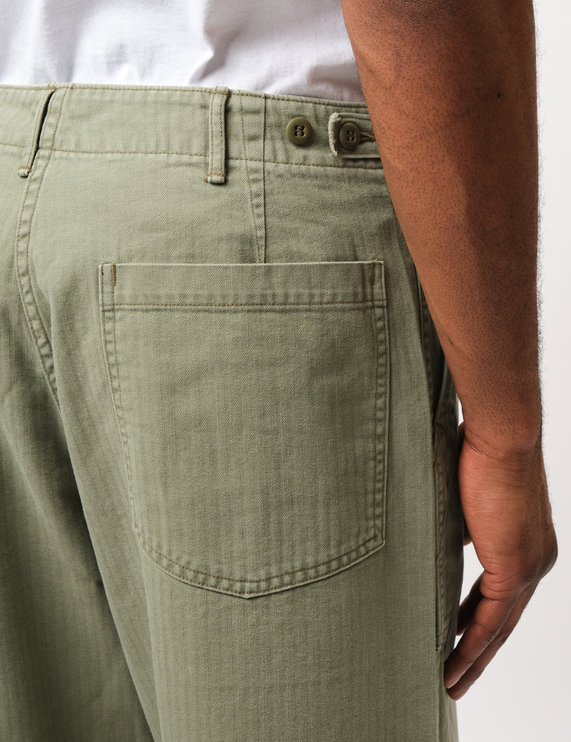 orSlow Herringbone Fatigue Pants - Olive Green