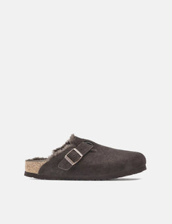 Birkenstock Boston Mules Shearling Lined Suede (Regular) - Mocca Brown