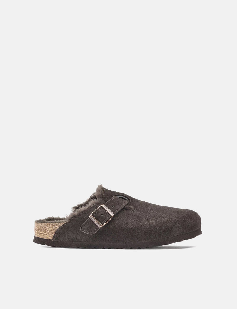 Boston Women's Mules Shearling Lined Suede (Narrow) - Mocca Brown