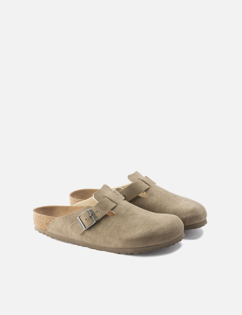 Birkenstock Boston Mules (Vegan) - Desert Dust Grey Taupe