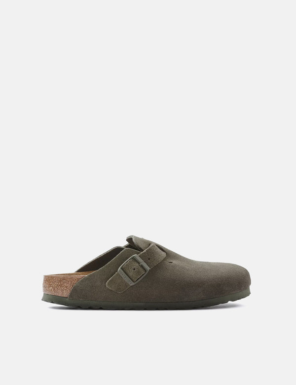 Birkenstock Women's Boston Suede Mules (Narrow) - Thyme Green