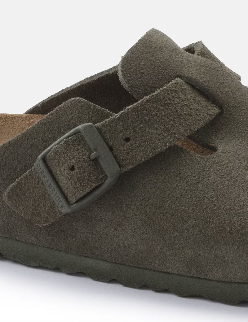 Birkenstock Women's Boston Suede Mules (Narrow) - Thyme Green