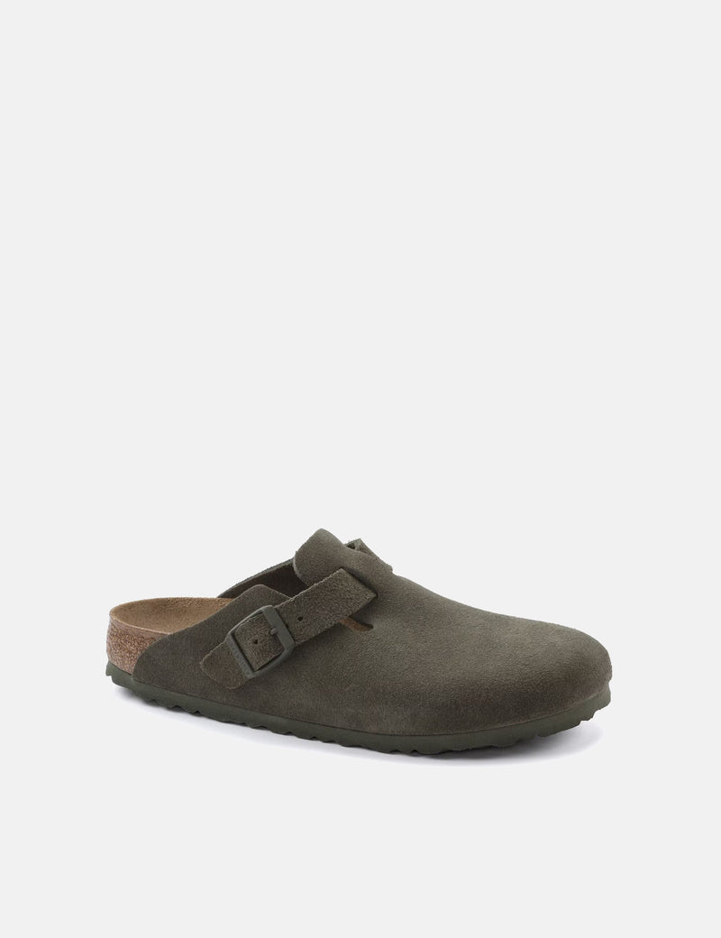 Birkenstock Women's Boston Suede Mules (Narrow) - Thyme Green
