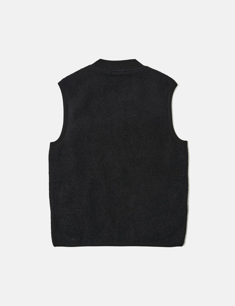 Universal Works Zip Waistcoat (Wool Fleece) - Black