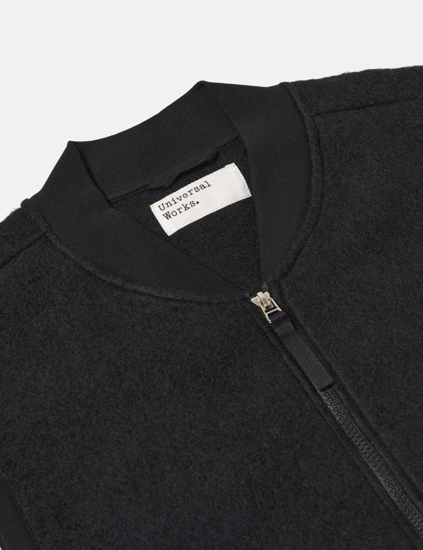 Universal Works Zip Waistcoat (Wool Fleece) - Black