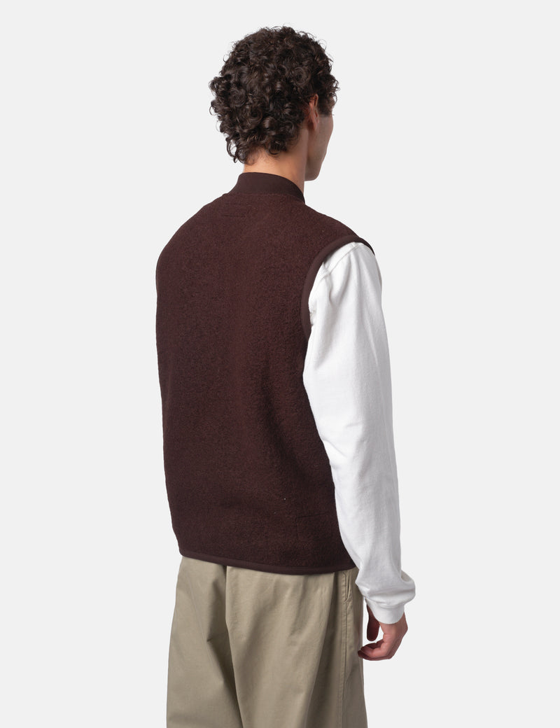 Universal Works Zip Waistcoat (Wool Fleece) - Brown