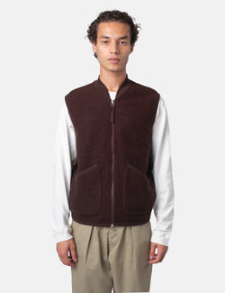 Universal Works Zip Waistcoat (Wool Fleece) - Brown