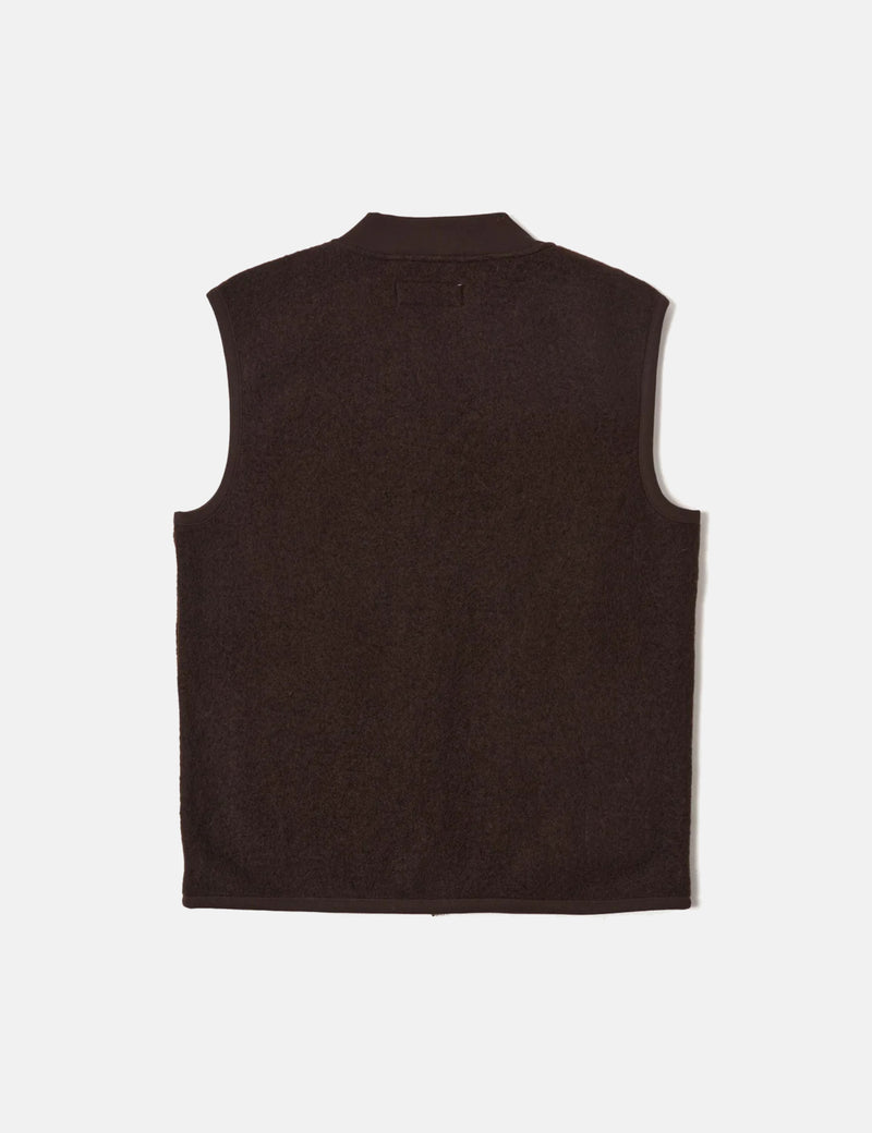 Universal Works Zip Waistcoat (Wool Fleece) - Brown