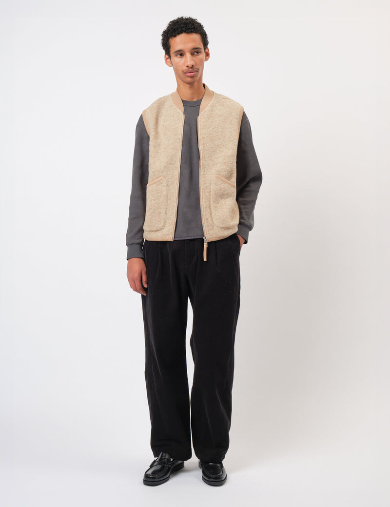Universal Works Zip Waistcoat (Wool Fleece) - Fawn