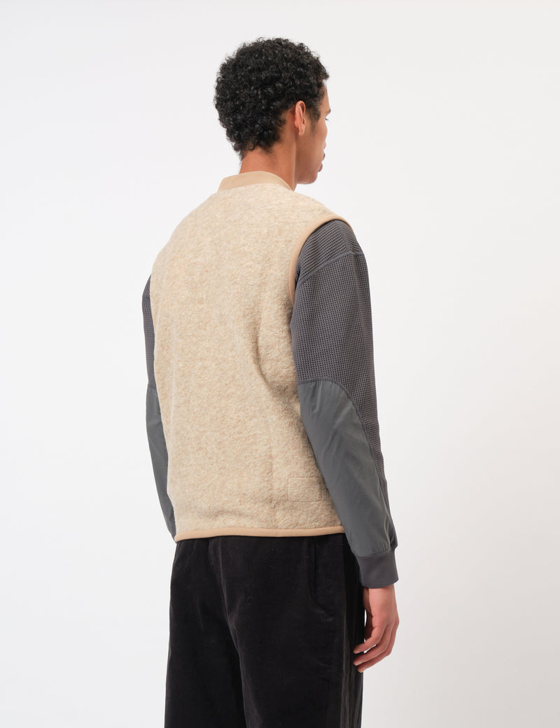 Universal Works Zip Waistcoat (Wool Fleece) - Fawn