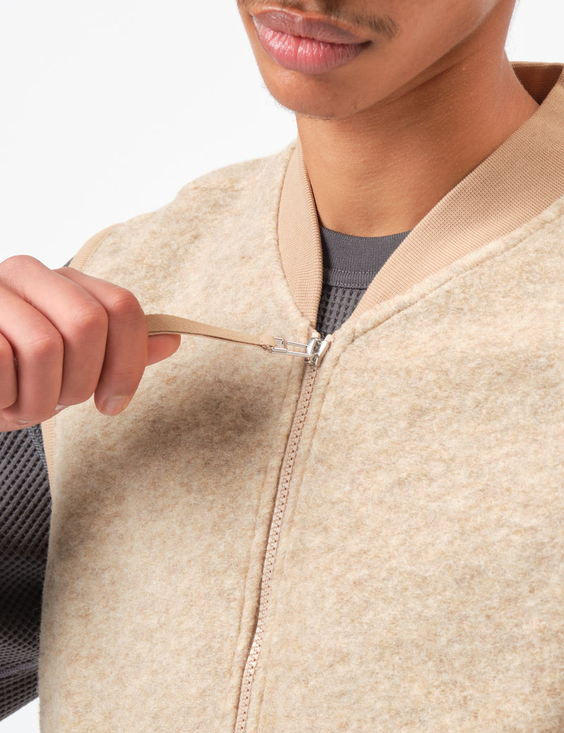 Universal Works Zip Waistcoat (Wool Fleece) - Fawn