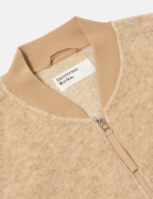 Universal Works Zip Waistcoat (Wool Fleece) - Fawn