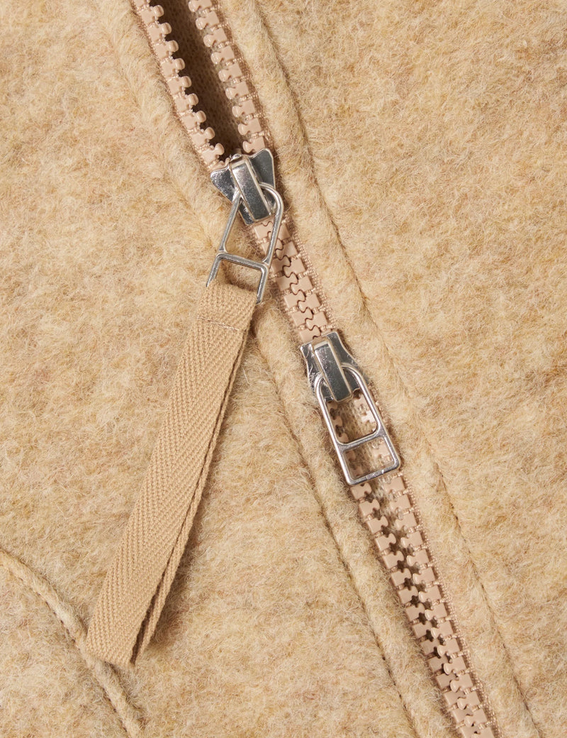 Universal Works Zip Waistcoat (Wool Fleece) - Fawn