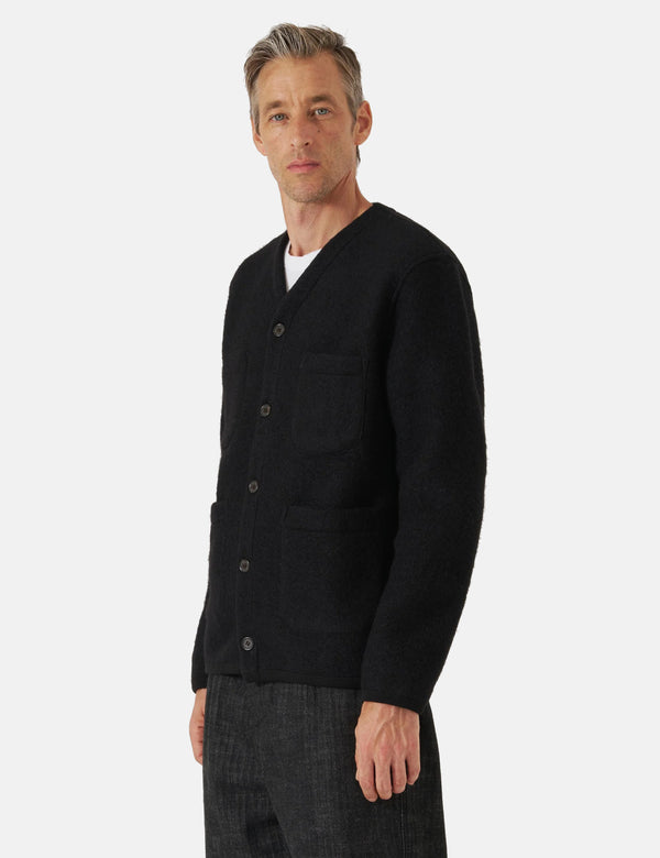 Universal Works Cardigan (Wool Fleece) - Black