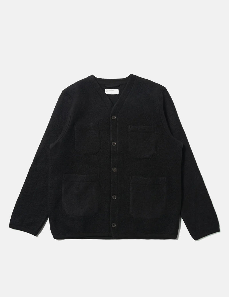 Universal Works Cardigan (Wool Fleece) - Black