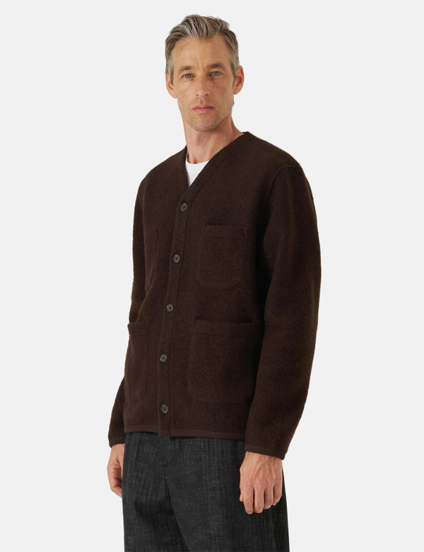 Universal Works Cardigan (Wool Fleece) - Brown