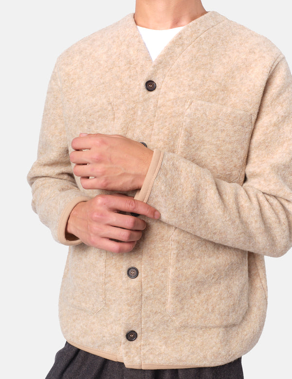 Universal Works Cardigan (Wool Fleece) - Fawn