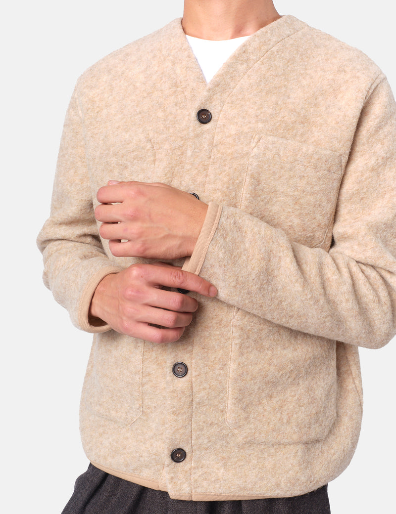 Universal Works Cardigan (Wool Fleece) - Fawn
