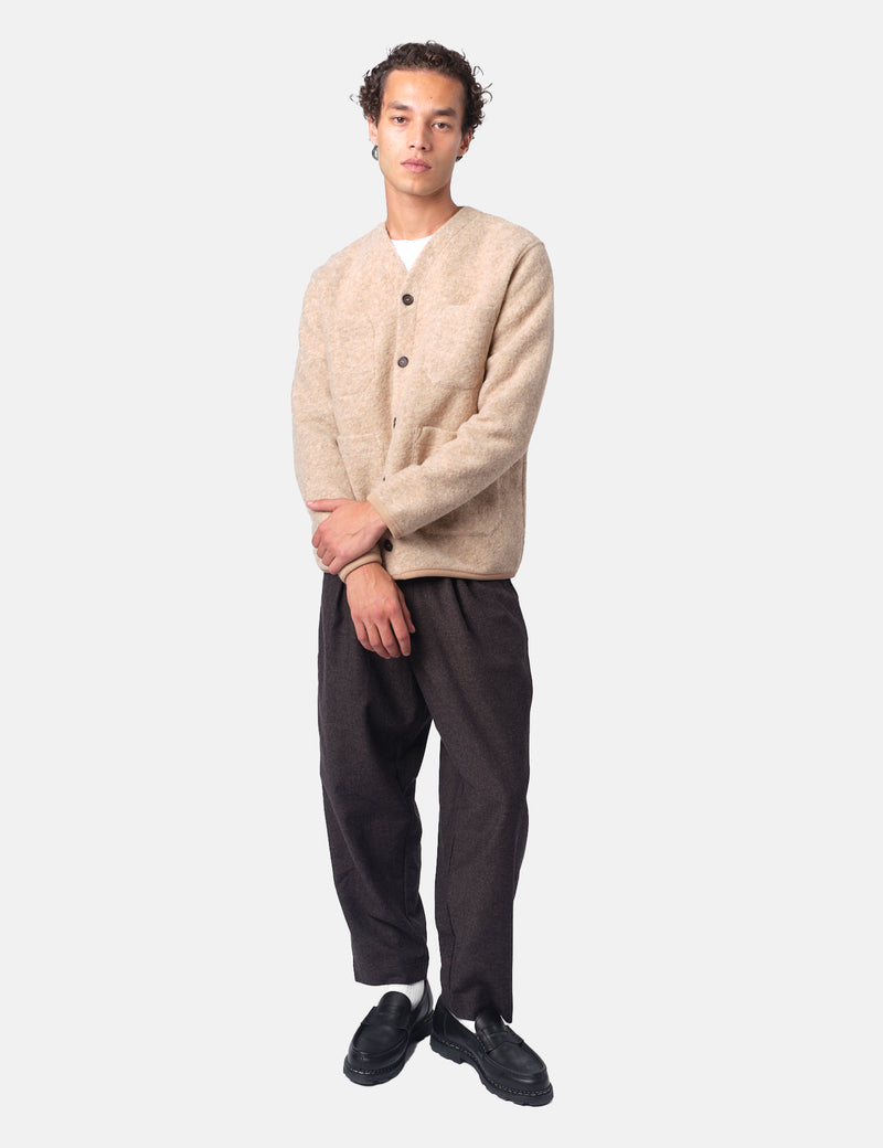 Universal Works Cardigan (Wool Fleece) - Fawn