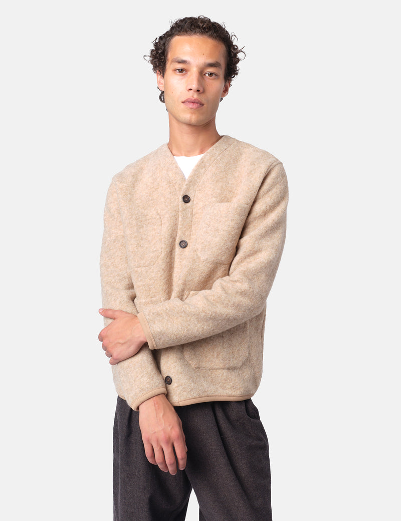 Universal Works Cardigan (Wool Fleece) - Fawn