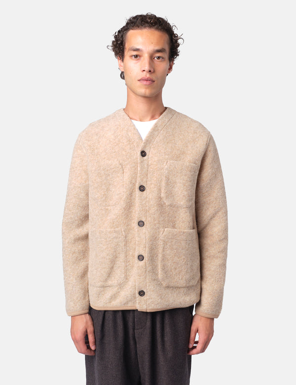 Universal Works Cardigan (Wool Fleece) - Fawn