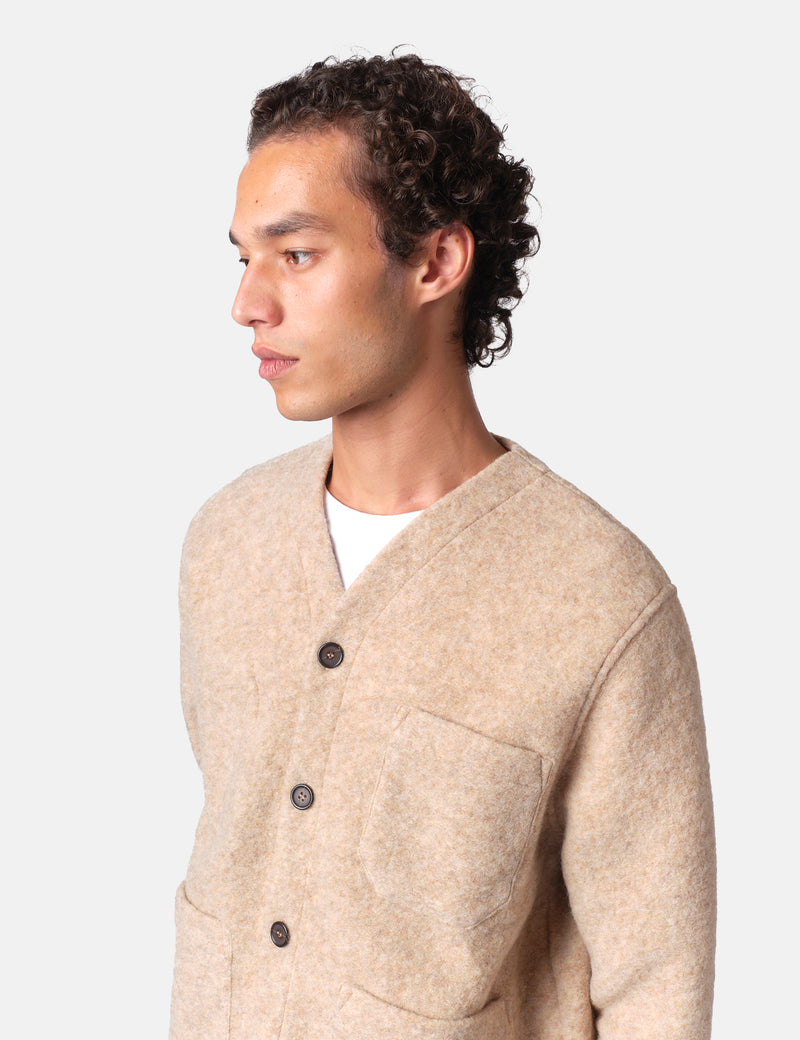 Universal Works Cardigan (Wool Fleece) - Fawn