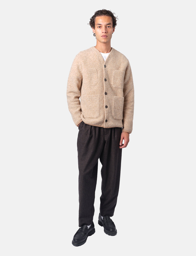 Universal Works Cardigan (Wool Fleece) - Fawn