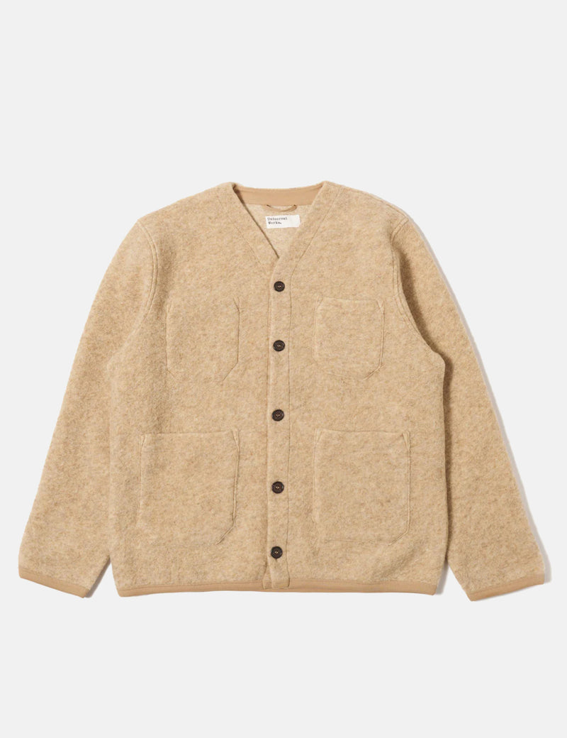 Universal Works Cardigan (Wool Fleece) - Fawn
