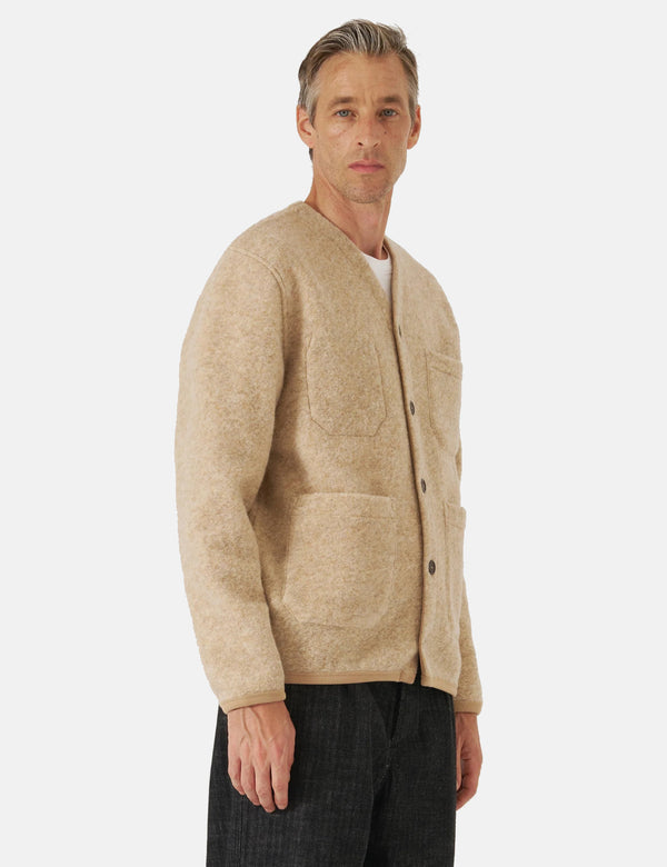 Universal Works Cardigan (Wool Fleece) - Fawn