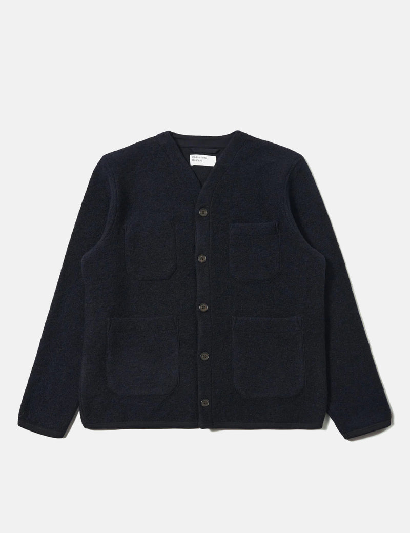 Universal Works Cardigan (Wool Fleece) - Navy Blue