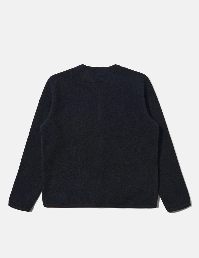 Universal Works Cardigan (Wool Fleece) - Navy Blue