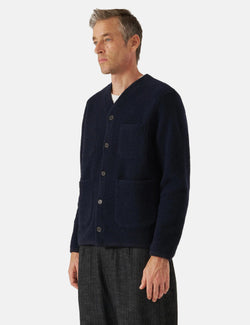 Universal Works Cardigan (Wool Fleece) - Navy Blue