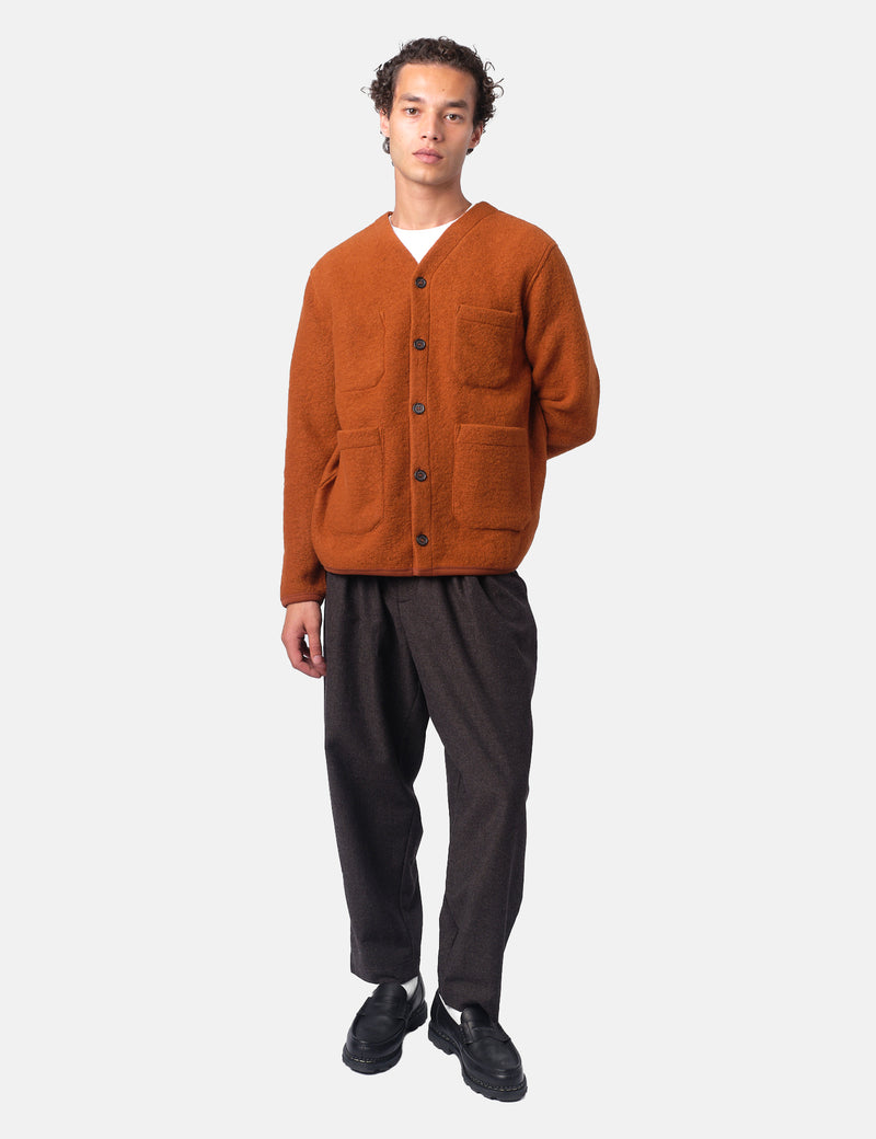 Universal Works Cardigan (Wool Fleece) - Rust