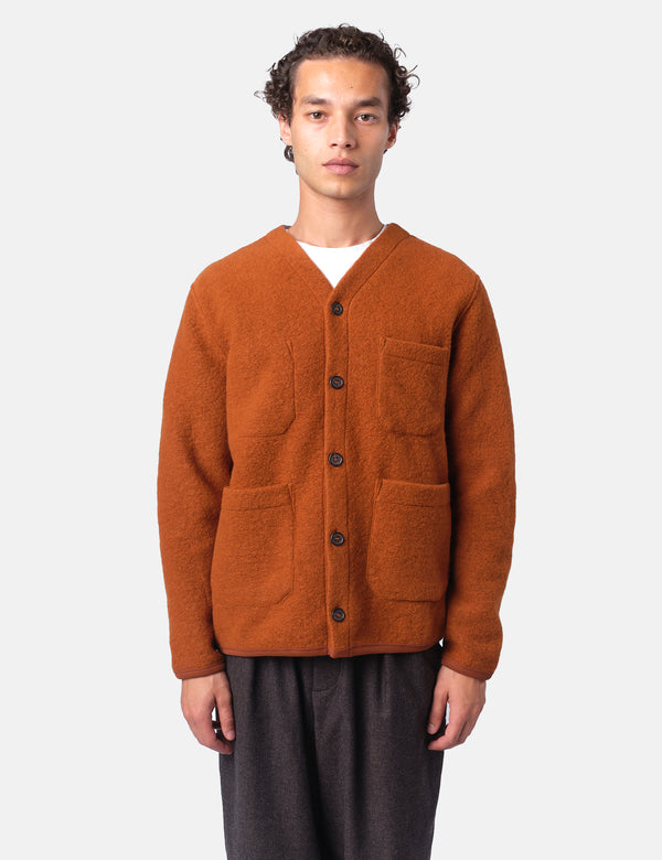 Universal Works Cardigan (Wool Fleece) - Rust
