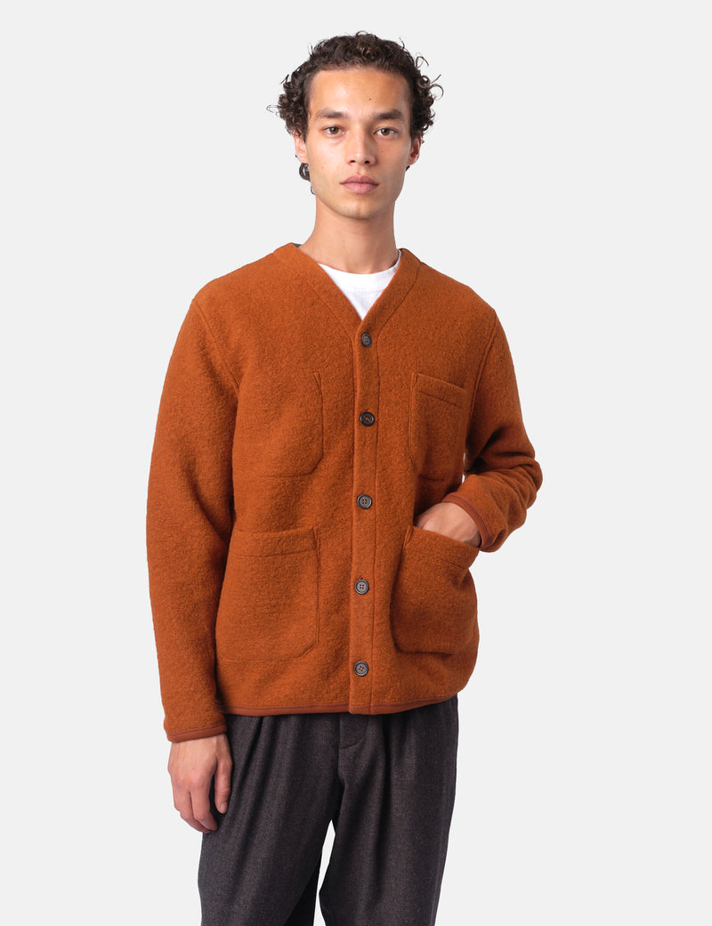 Universal Works Cardigan (Wool Fleece) - Rust