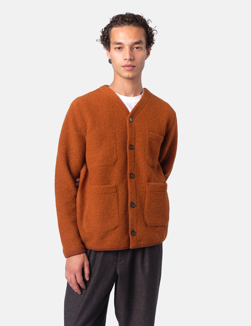 Universal Works Cardigan (Wool Fleece) - Rust