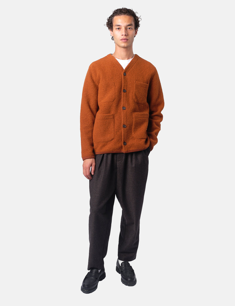 Universal Works Cardigan (Wool Fleece) - Rust
