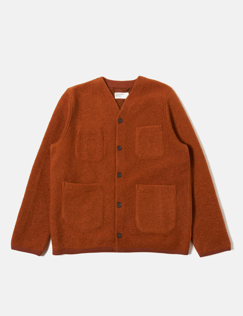 Universal Works Cardigan (Wool Fleece) - Rust