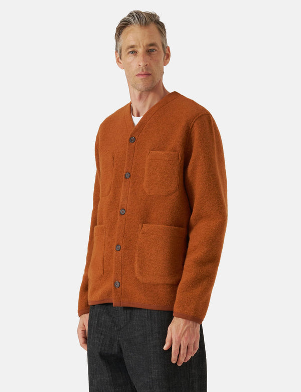 Universal Works Cardigan (Wool Fleece) - Rust