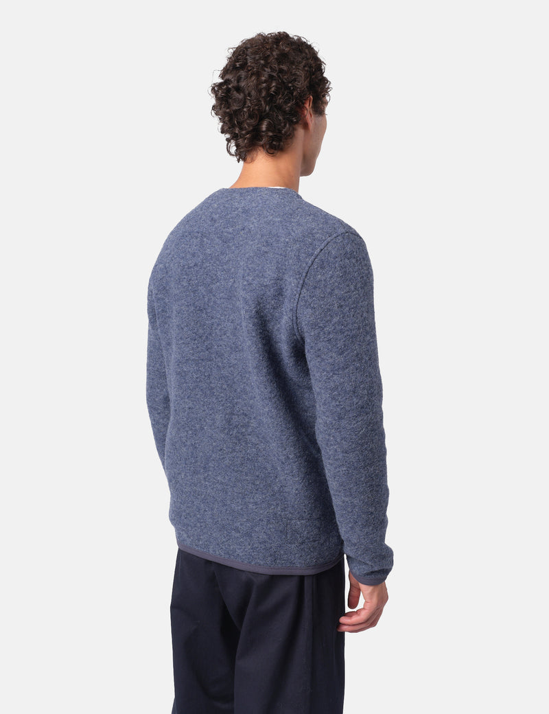 Universal Works Cardigan (Wool Fleece) - Slate Blue