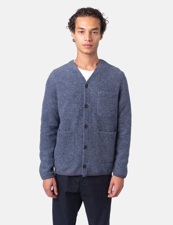 Universal Works Cardigan (Wool Fleece) - Slate Blue